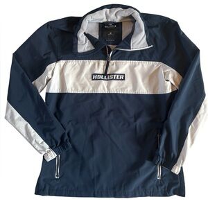 Hollister Epic Flex Navy White Anorak Windbreaker Jacket XS Lightweight